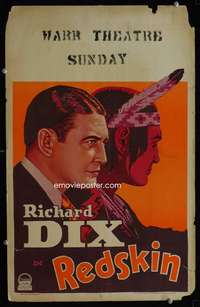 z282 REDSKIN window card movie poster '29 Native American Indian Richard Dix!