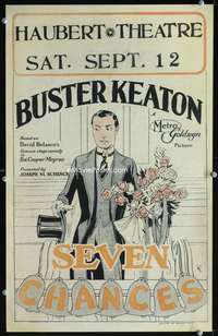 z301 SEVEN CHANCES window card movie poster '25 great art of Buster Keaton!