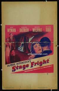 z320 STAGE FRIGHT window card movie poster '50 Marlene Dietrich, Hitchcock