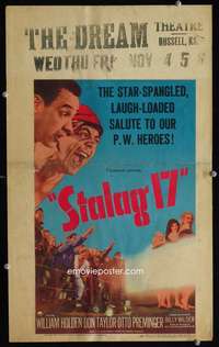z321 STALAG 17 window card movie poster '53 William Holden, Billy Wilder