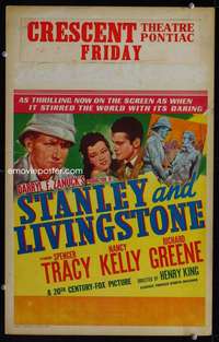 z322 STANLEY & LIVINGSTONE window card movie poster '39 Spencer Tracy, Kelly