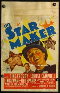 z323 STAR MAKER window card movie poster '39 Bing Crosby musical!