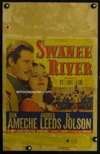 z328 SWANEE RIVER window card movie poster '39 Ameche, blackface Al Jolson