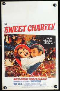 z329 SWEET CHARITY window card movie poster '69 Bob Fosse, Shirley MacLaine