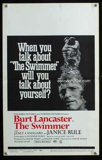 z331 SWIMMER window card movie poster '68 Burt Lancaster, Frank Perry