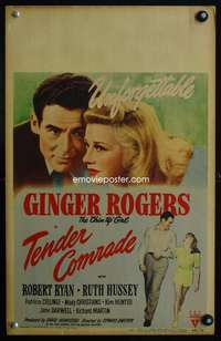 z337 TENDER COMRADE window card movie poster '44 Ginger Rogers, Robert Ryan