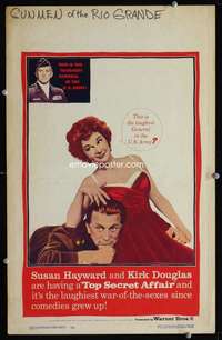 z348 TOP SECRET AFFAIR window card movie poster '57 Kirk Douglas, Hayward