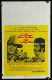 z356 UNDEFEATED window card movie poster '69 John Wayne, Rock Hudson