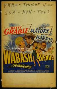 z369 WABASH AVENUE window card movie poster '50 Betty Grable, Victor Mature