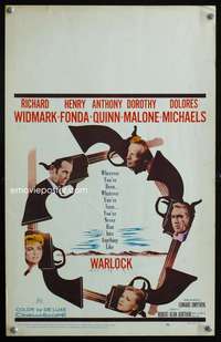 z372 WARLOCK window card movie poster '59 Henry Fonda, Richard Widmark