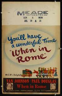 z376 WHEN IN ROME window card movie poster '52 Van Johnson, Paul Douglas