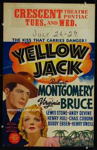 z387 YELLOW JACK window card movie poster '38 Walter Reed beats Yellow Fever!