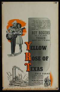 z388 YELLOW ROSE OF TEXAS window card movie poster '44 Roy Rogers, Dale Evans