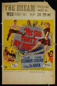z389 YES SIR THAT'S MY BABY window card movie poster '49 college football!