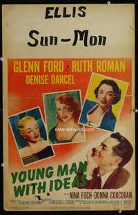 z390 YOUNG MAN WITH IDEAS window card movie poster '52 Glenn Ford, Ruth Roman