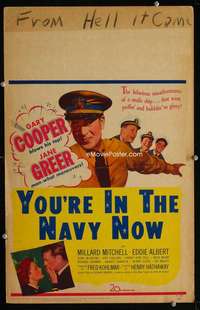 z393 YOU'RE IN THE NAVY NOW window card movie poster '51 Gary Cooper, Greer