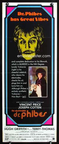 b019 ABOMINABLE DR PHIBES insert movie poster '71 Vincent Price