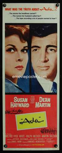 b023 ADA insert movie poster '61 Susan Hawyard, Dean Martin