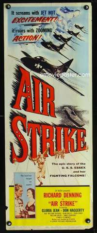 b028 AIR STRIKE insert movie poster '55 Uncle Sam's dynamite Navy!