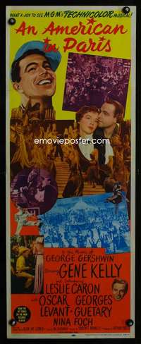 b034 AMERICAN IN PARIS insert movie poster '51 Gene Kelly classic!