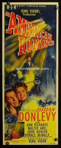 b035 AMERICAN ROMANCE insert movie poster '44 King Vidor, Donlevy