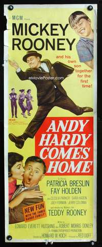 b040 ANDY HARDY COMES HOME insert movie poster '58 Rooney & son!