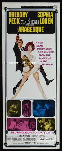b043 ARABESQUE insert movie poster '66 Gregory Peck, Sophia Loren