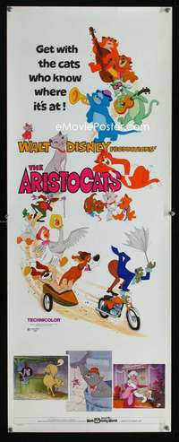b044 ARISTOCATS insert movie poster '71 Walt Disney feline cartoon!