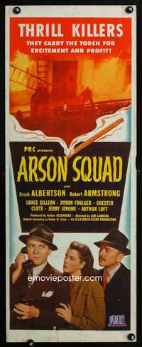 b047 ARSON SQUAD insert movie poster '45 cool early fire truck image!