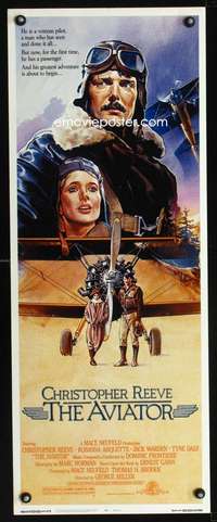 b051 AVIATOR ('85) insert movie poster '85 great Manchess airplane art!