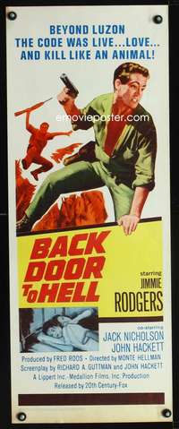 b053 BACK DOOR TO HELL insert movie poster '64 Jack Nicholson, WWII!