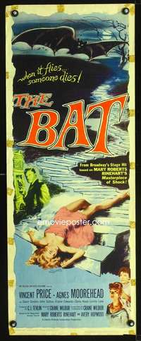 b060 BAT ('59) insert movie poster '59 Vincent Price, great horror image!