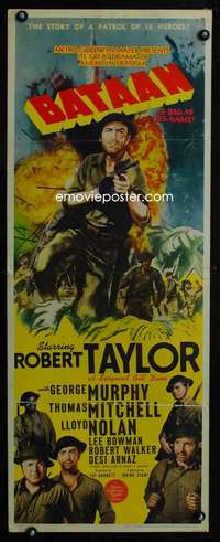 b061 BATAAN insert movie poster '43 Robert Taylor, George Murphy