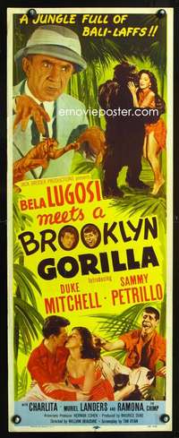 b071 BELA LUGOSI MEETS A BROOKLYN GORILLA insert movie poster '52