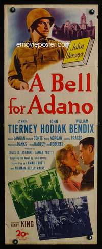 b072 BELL FOR ADANO insert movie poster '45 Gene Tierney, John Hodiak