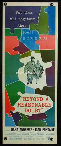b077 BEYOND A REASONABLE DOUBT insert movie poster '56 Fritz Lang