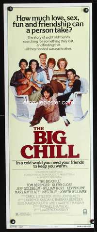 b078 BIG CHILL insert movie poster '83 Lawrence Kasdan classic!