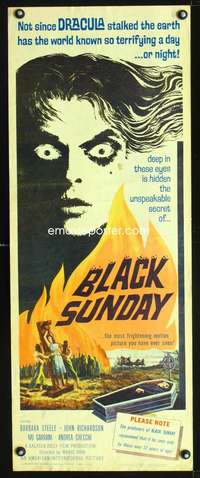 b092 BLACK SUNDAY ('61) insert movie poster '61 Mario Bava, demons!