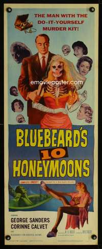 b103 BLUEBEARD'S 10 HONEYMOONS insert movie poster '60 great image!