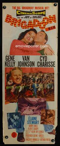b116 BRIGADOON insert movie poster '54 Gene Kelly, Cyd Charisse