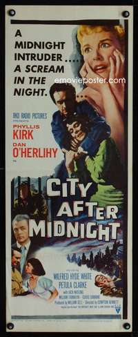 b161 CITY AFTER MIDNIGHT insert movie poster '59 love & murder!
