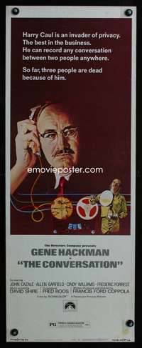 b174 CONVERSATION insert movie poster '74 Gene Hackman, Coppola