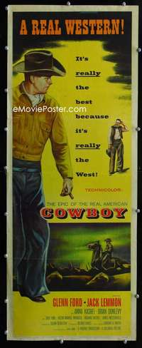 b180 COWBOY ('58) insert movie poster '58 Glenn Ford, Jack Lemmon