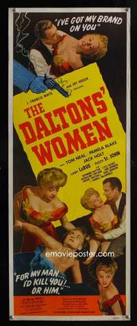 b190 DALTONS' WOMEN insert movie poster '50 Tom Neal, Pamela Blake