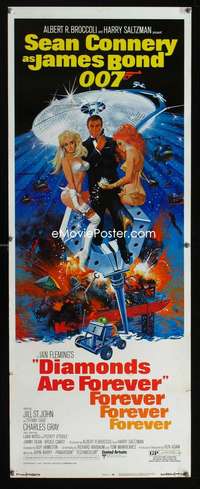 b207 DIAMONDS ARE FOREVER insert movie poster '71 Connery as Bond!