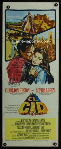 b227 EL CID style B insert movie poster '61 Heston, Sophia Loren