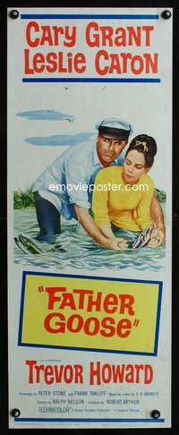 b246 FATHER GOOSE insert movie poster '65 Cary Grant, Leslie Caron
