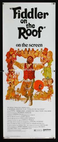 b250 FIDDLER ON THE ROOF insert movie poster '72 Ted CoConis art!