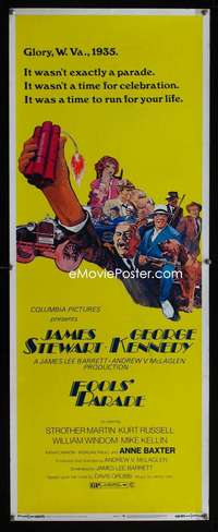 b266 FOOLS' PARADE insert movie poster '71 James Stewart, Kennedy