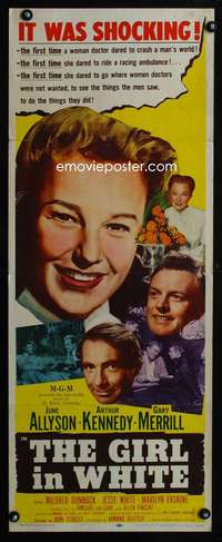 b290 GIRL IN WHITE insert movie poster '52 June Allyson female doctor!